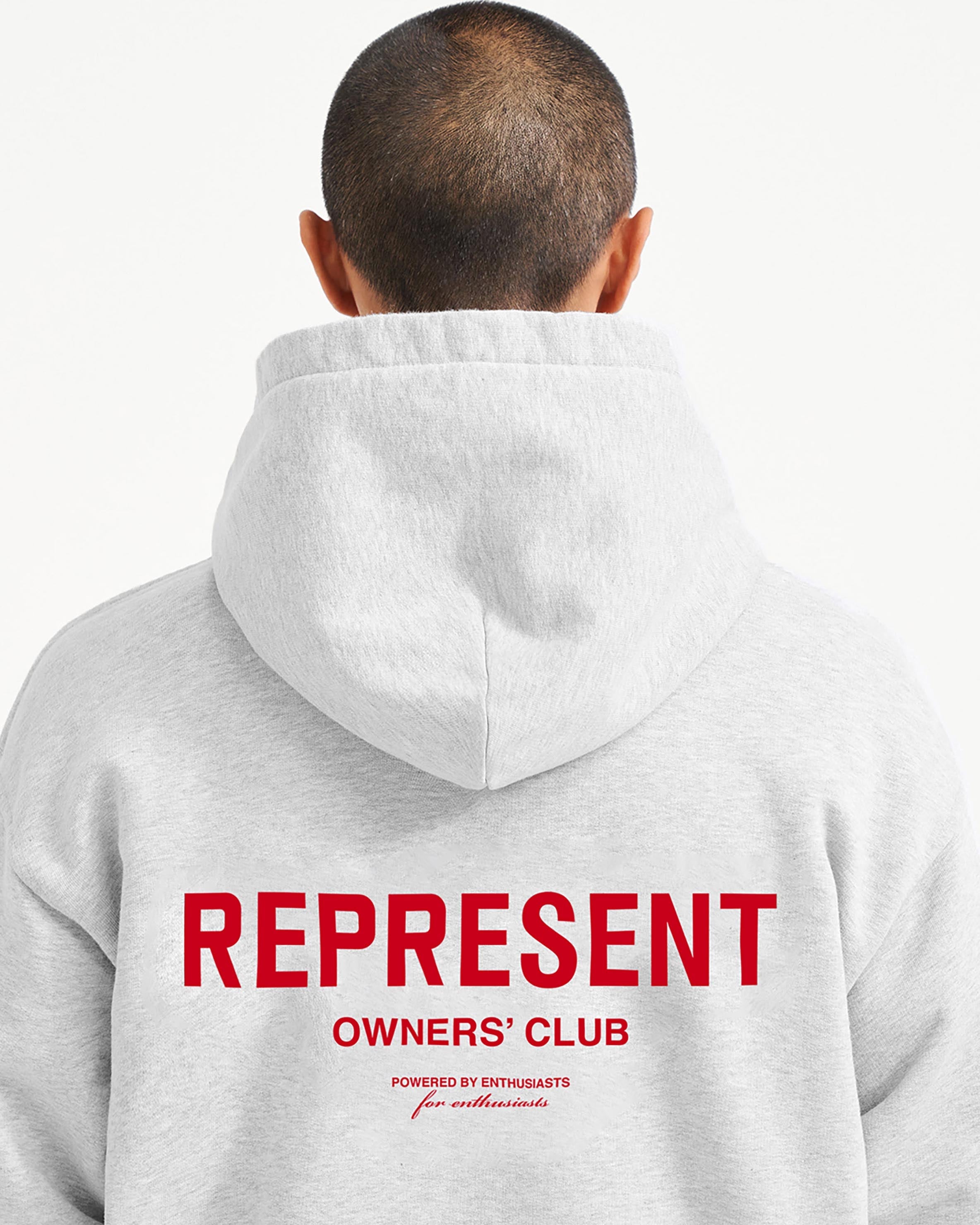 Represent Owners Club Hoodie - Ash Grey Red